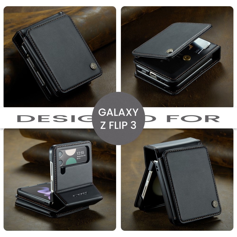Coque porte-cartes anti-RFID Samsung Galaxy Z Flip 3, noir