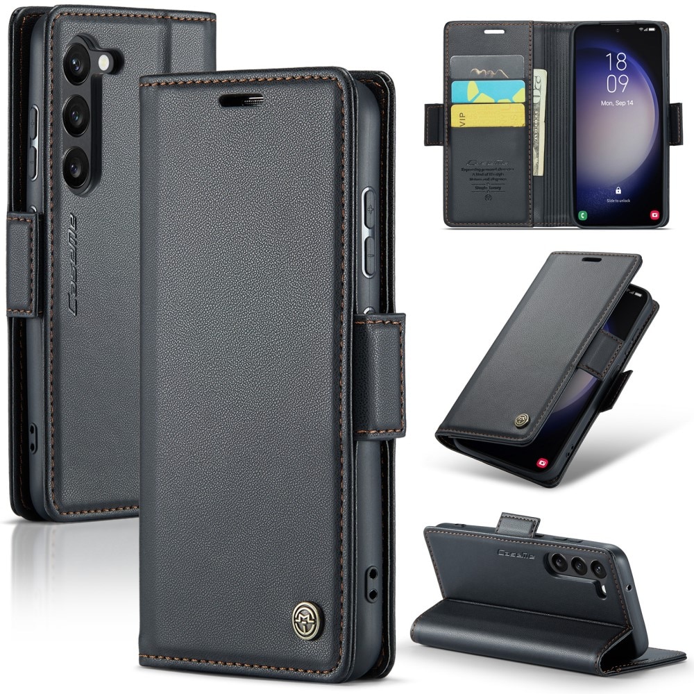 Étui portefeuille mince anti-RFID Samsung Galaxy S24, Noir