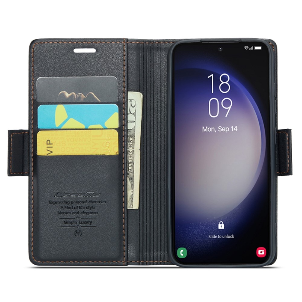 Étui portefeuille mince anti-RFID Samsung Galaxy S24, noir