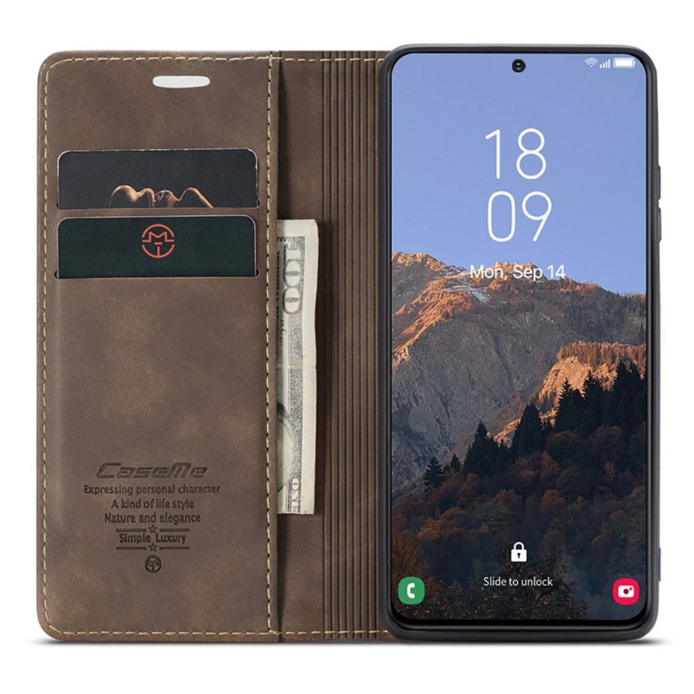 Étui portefeuille mince Samsung Galaxy S24 Plus, Marron