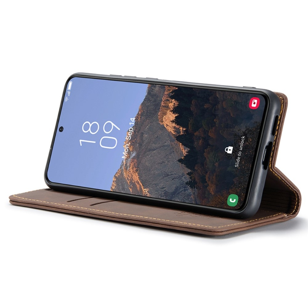 Étui portefeuille mince Samsung Galaxy S24 Plus, Marron