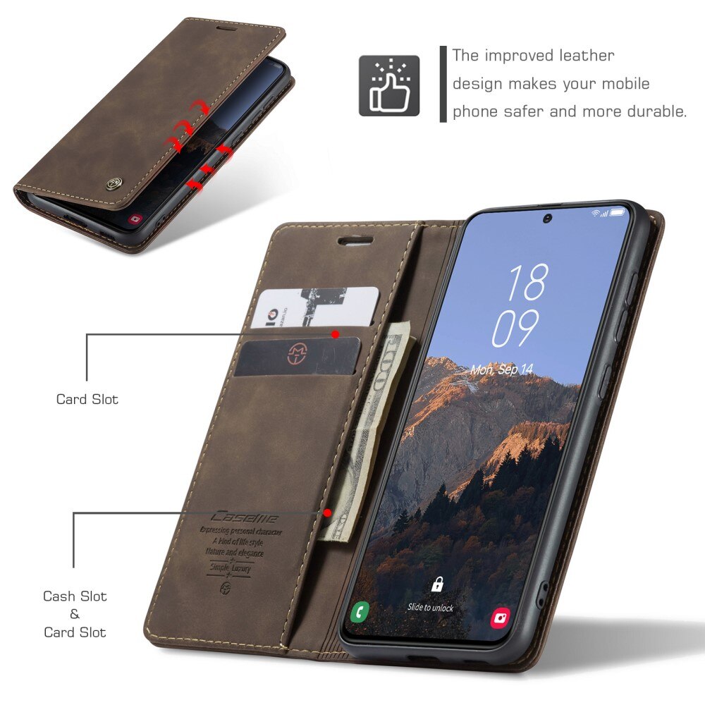 Étui portefeuille mince Samsung Galaxy S24, Marron
