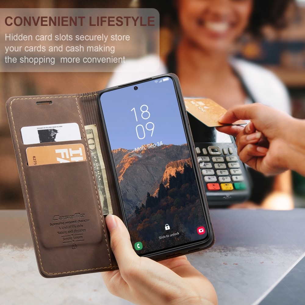 Étui portefeuille mince Samsung Galaxy S24, Marron