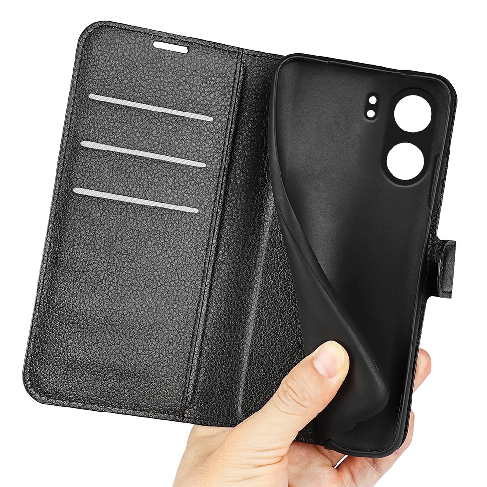 Coque portefeuille Xiaomi Redmi 13C, noir