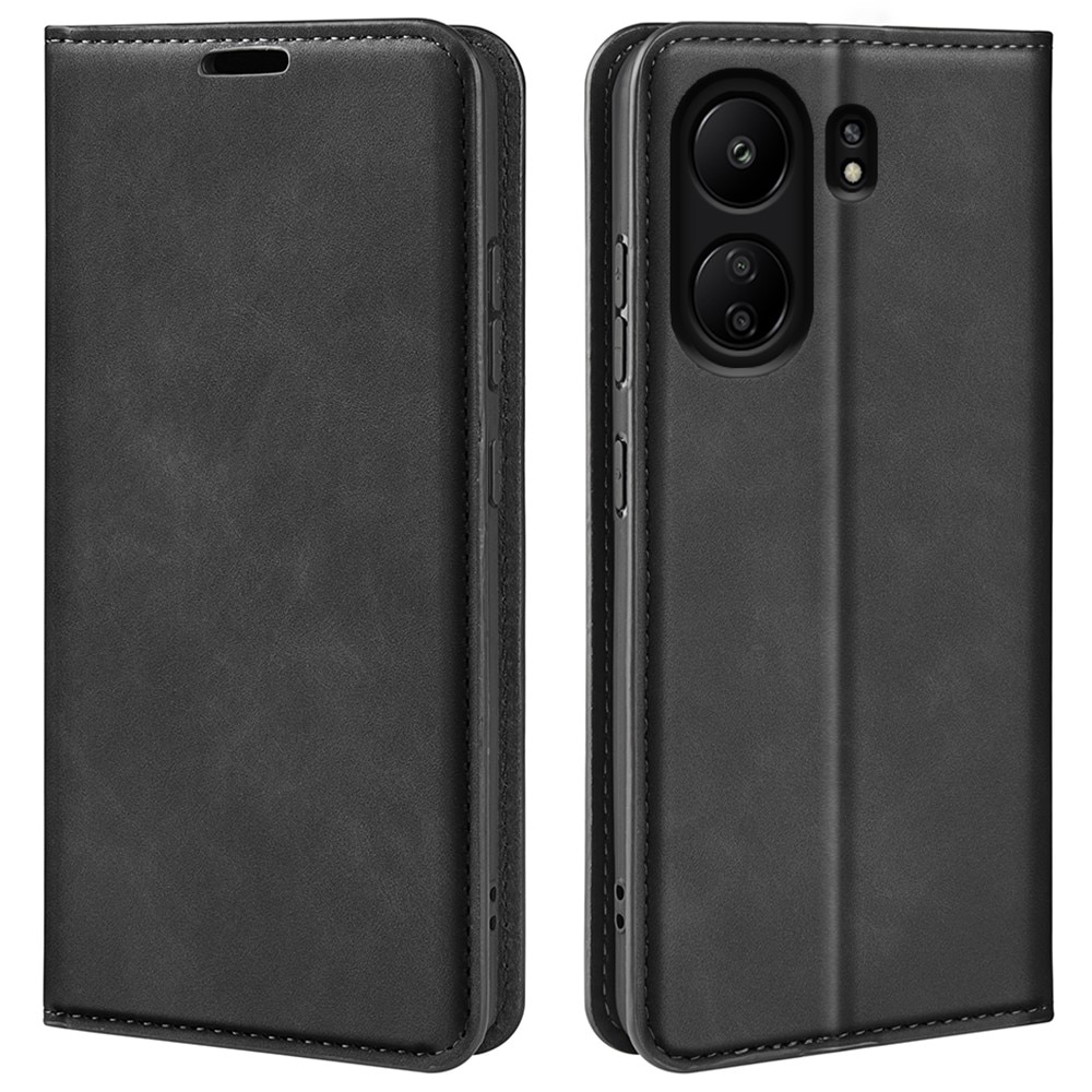Coque portefeuille mince Xiaomi Redmi 13C, Noir