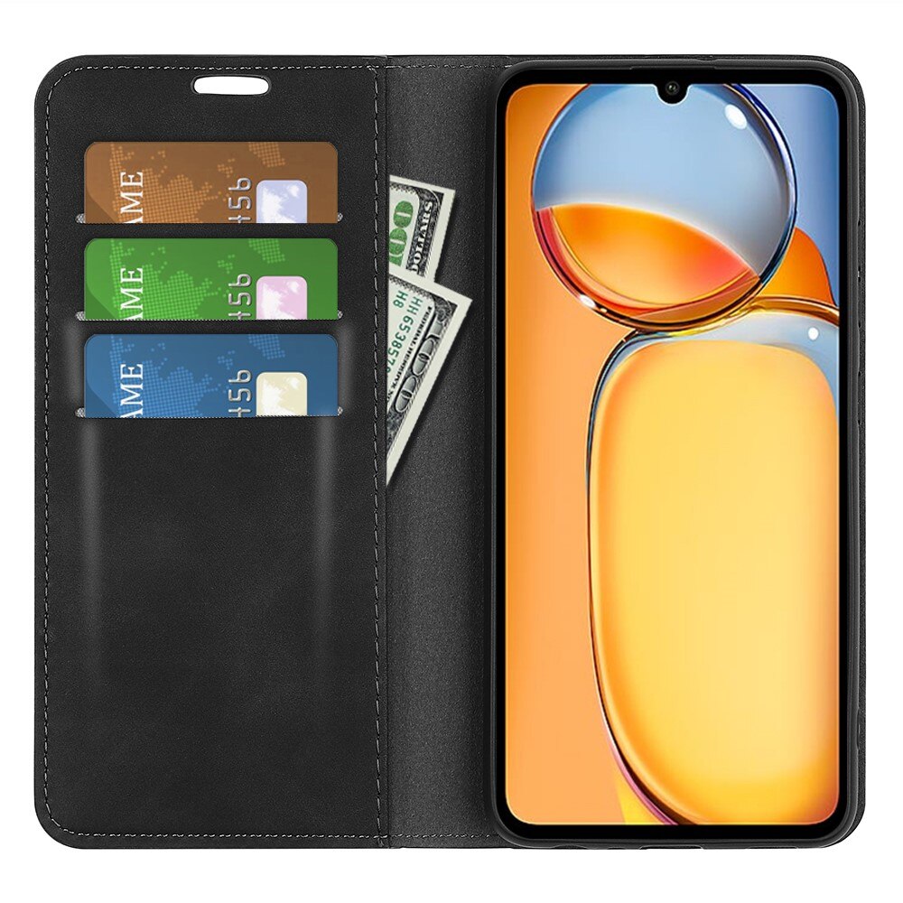Coque portefeuille mince Xiaomi Redmi 13C, Noir