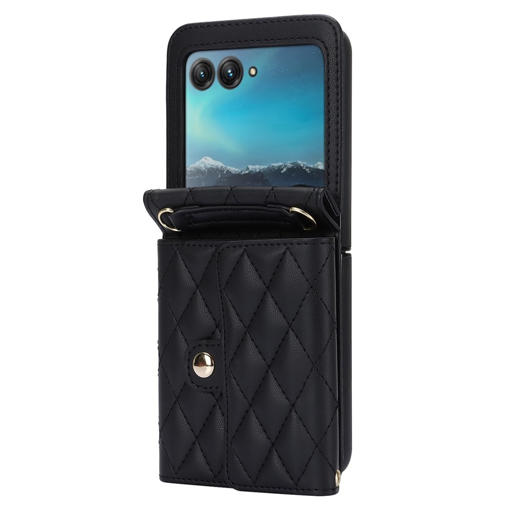 Étui portefeuille matelassée anti-RFID pour Motorola Razr 40 Ultra, noir