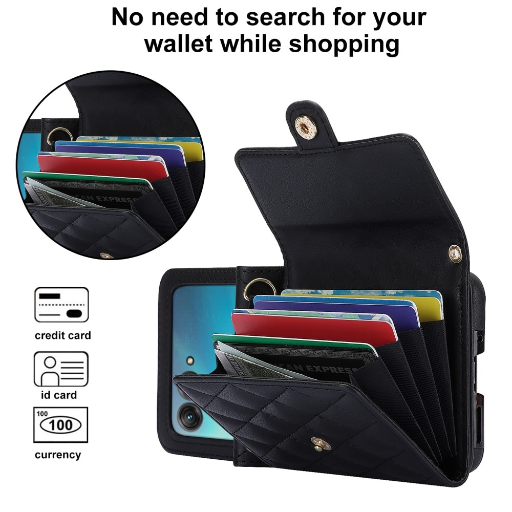 Étui portefeuille matelassée anti-RFID pour Motorola Razr 40 Ultra, noir