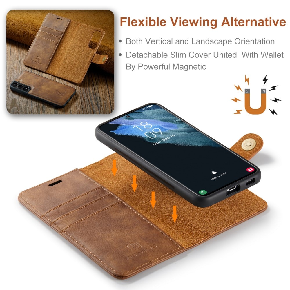 Étui portefeuille Magnet Wallet Samsung Galaxy S24 Plus, Cognac