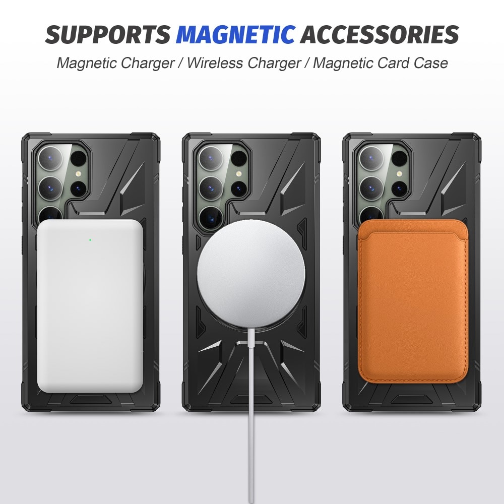 Coque hybride Tech MagSafe Ring Samsung Galaxy S24 Ultra, noir