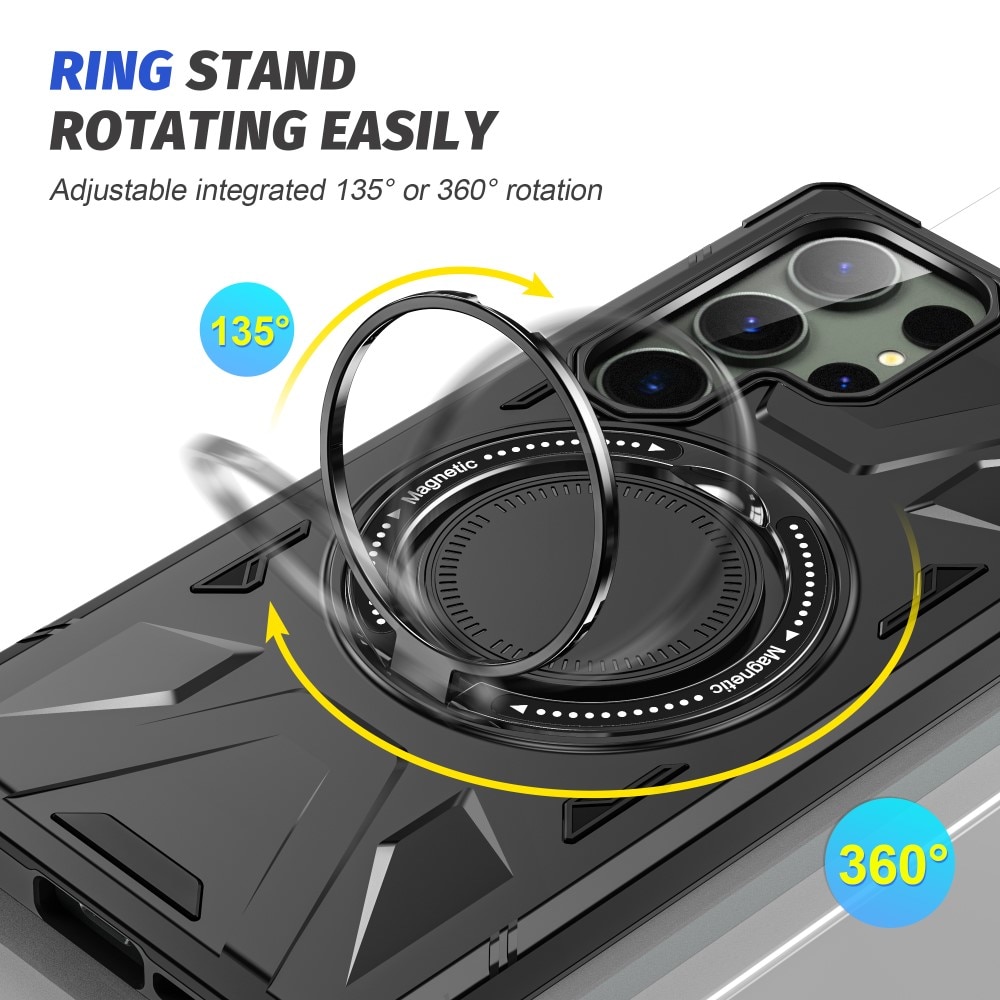 Coque hybride Tech MagSafe Ring Samsung Galaxy S24 Ultra, noir