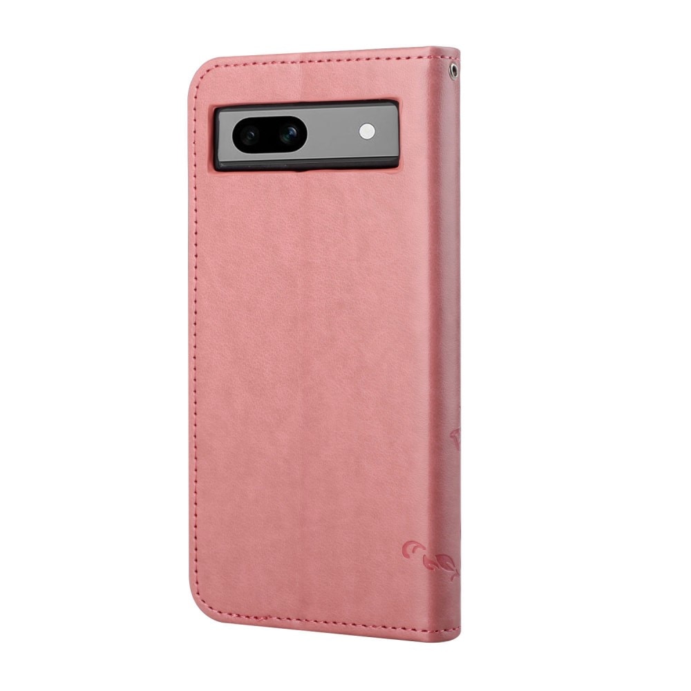 Étui en cuir à papillons pour Google Pixel 8a, Rose