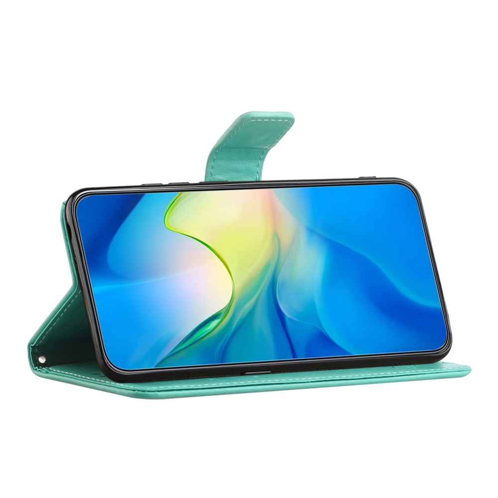 Étui en cuir à papillons pour Samsung Galaxy A35, vert