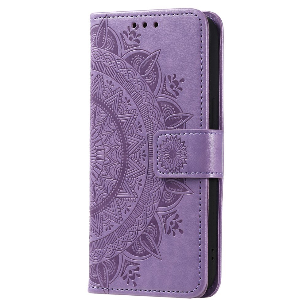 Étui en cuir Mandala Xiaomi Redmi 13C, violet