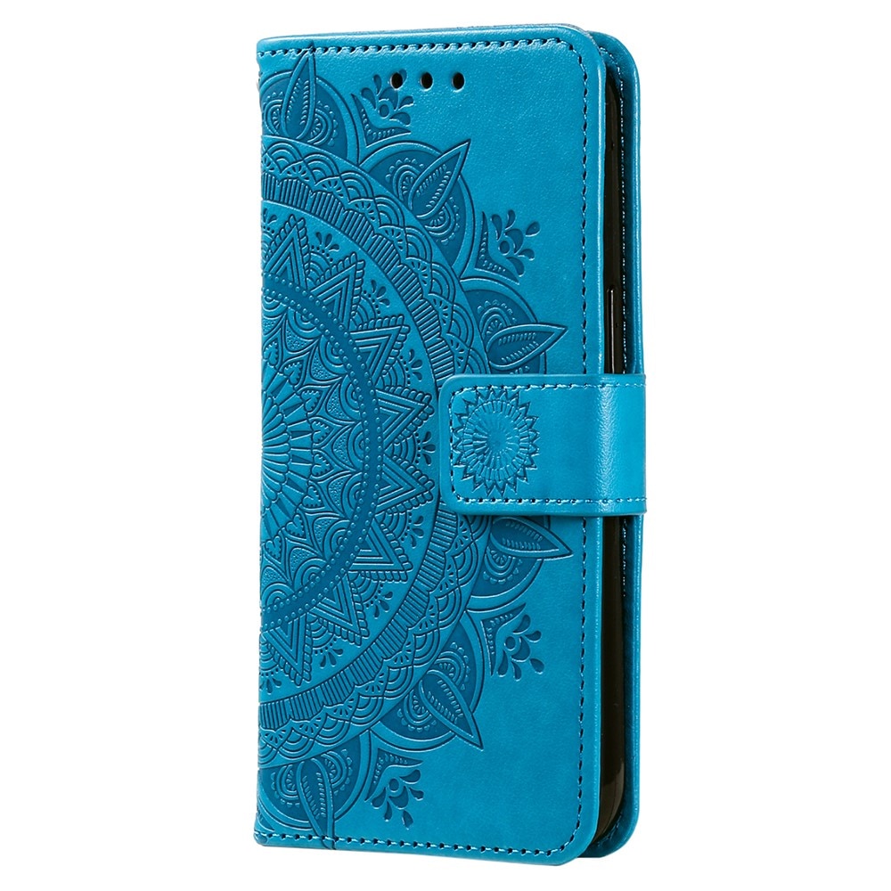 Étui en cuir Mandala Xiaomi Redmi 13C, bleu