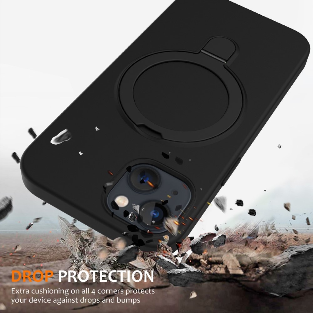 Coque en silicone Kickstand MagSafe iPhone 13, noir