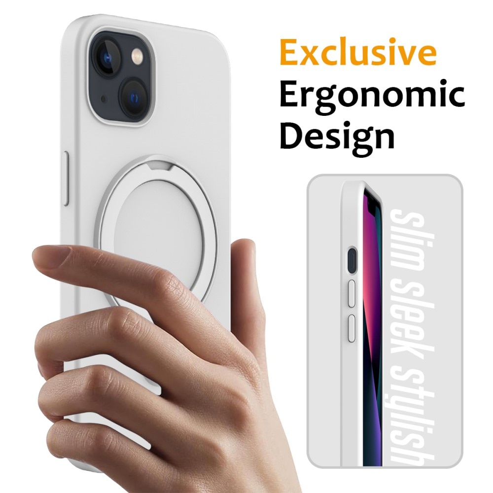 Coque en silicone Kickstand MagSafe iPhone 13, blanc