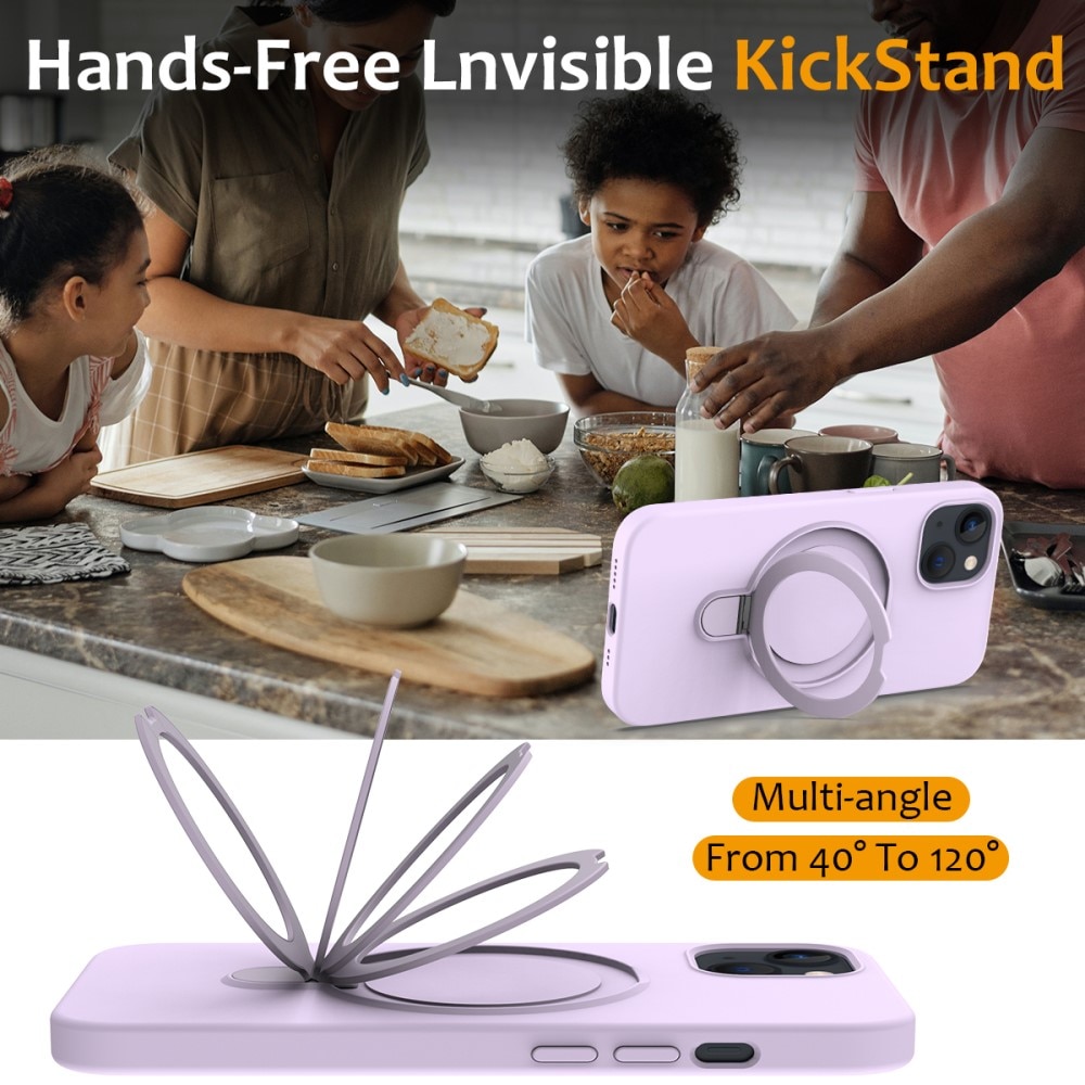 Coque en silicone Kickstand MagSafe iPhone 13, violet