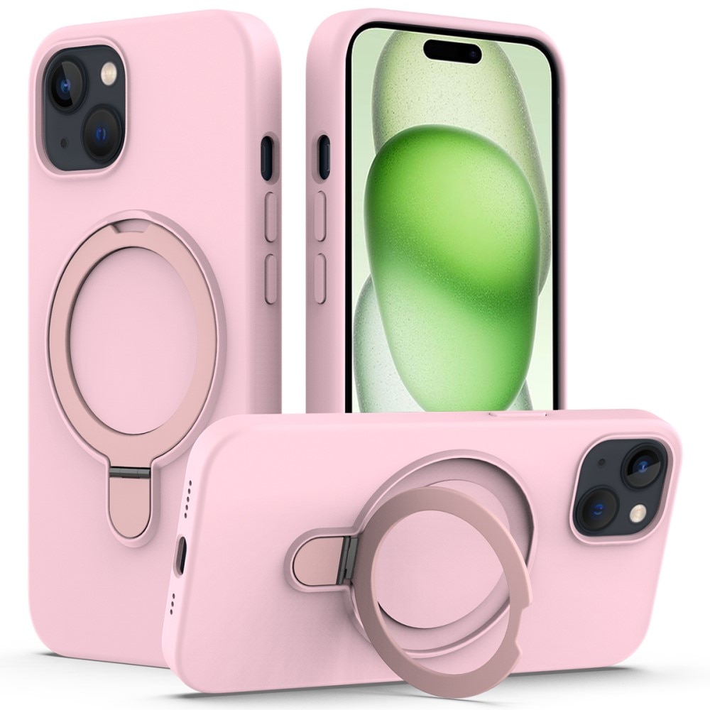 Coque en silicone Kickstand MagSafe iPhone 15, rose