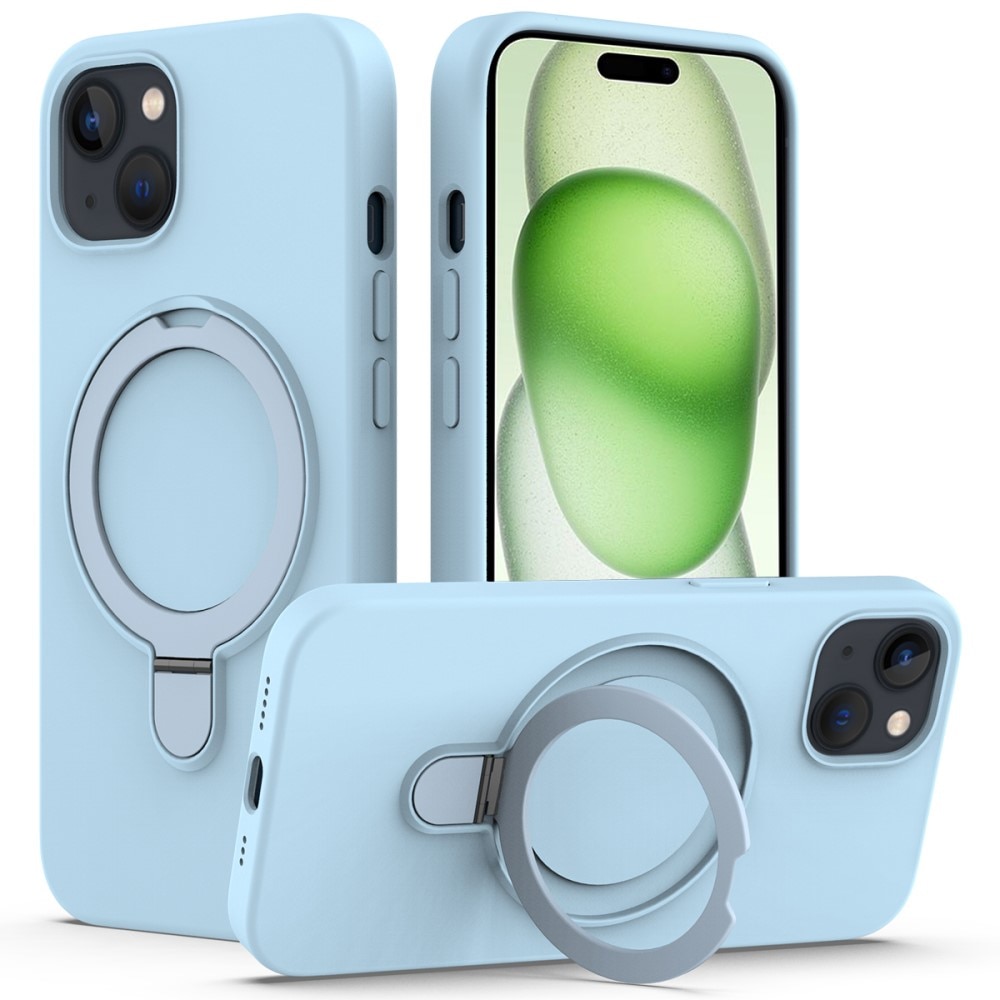 Coque en silicone Kickstand MagSafe iPhone 15, bleu