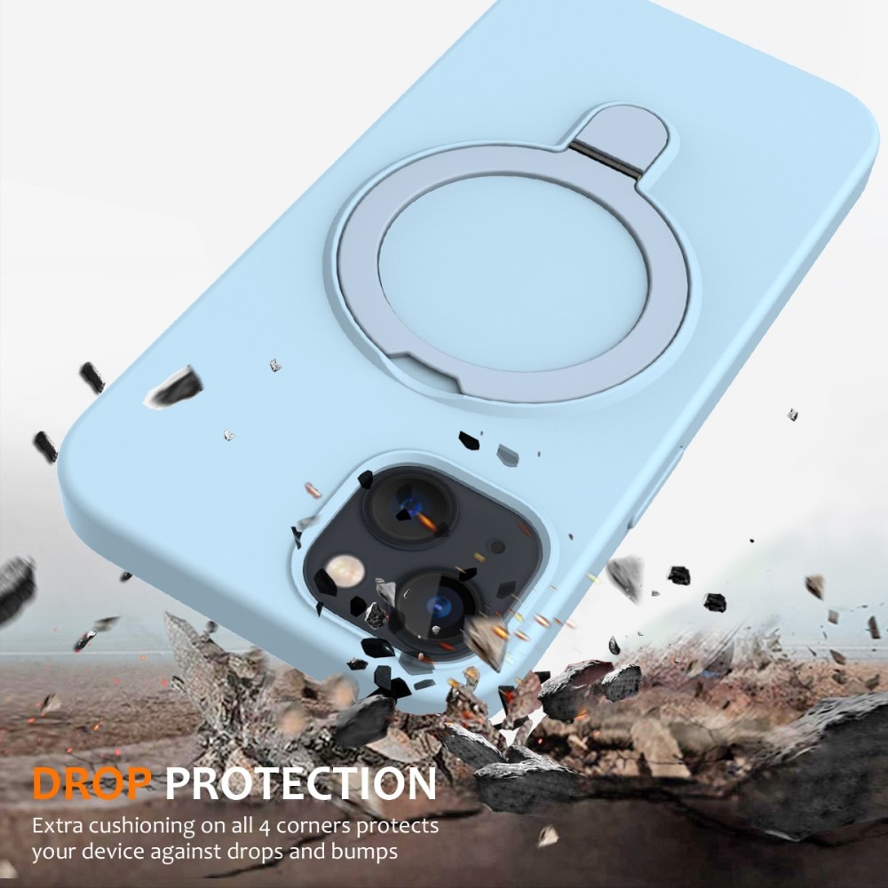 Coque en silicone Kickstand MagSafe iPhone 15, bleu