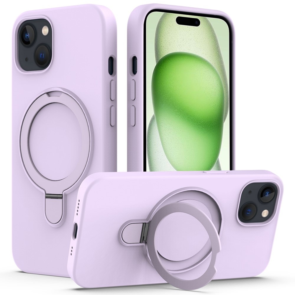 Coque en silicone Kickstand MagSafe iPhone 15, violet