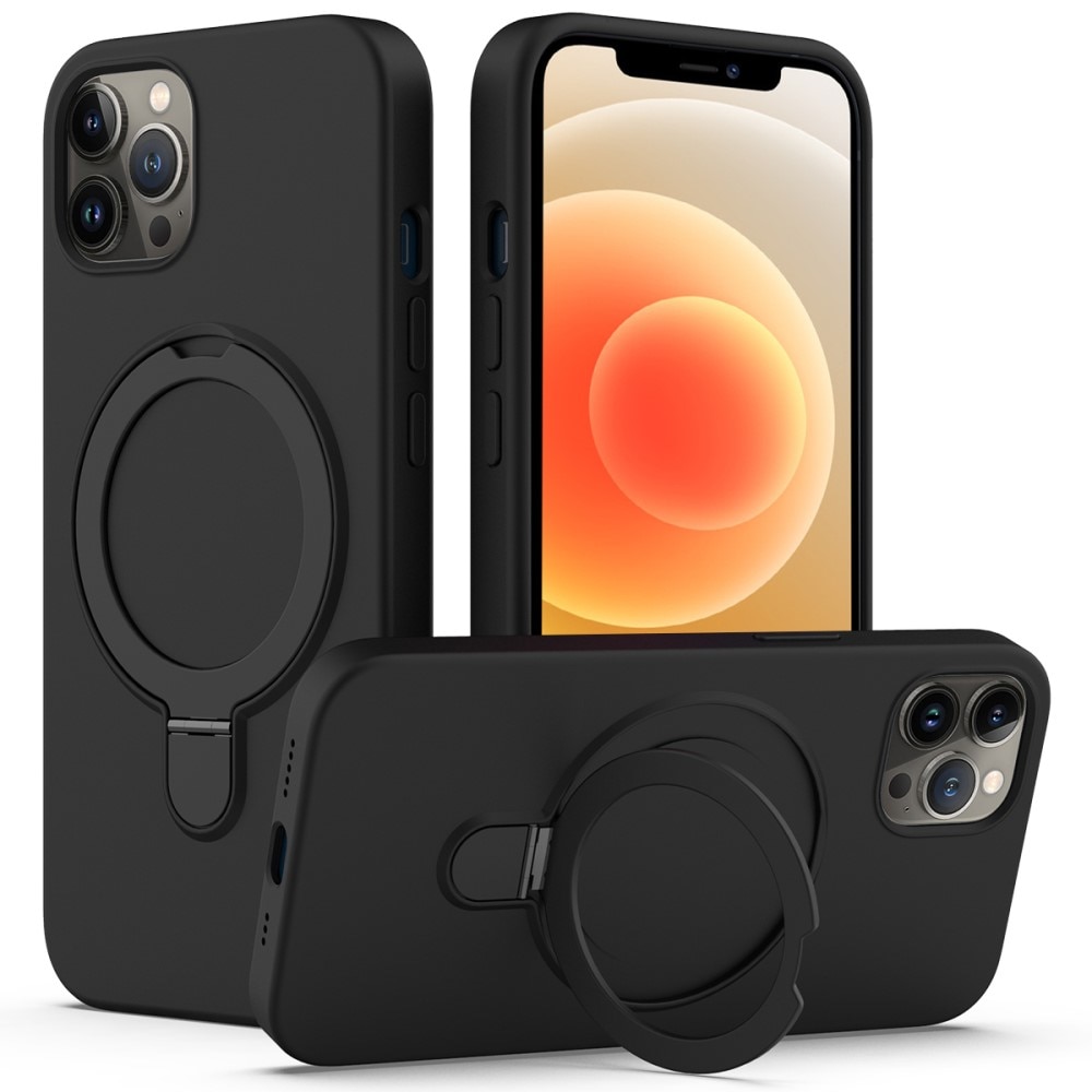 Coque en silicone Kickstand MagSafe iPhone 12 Pro, noir