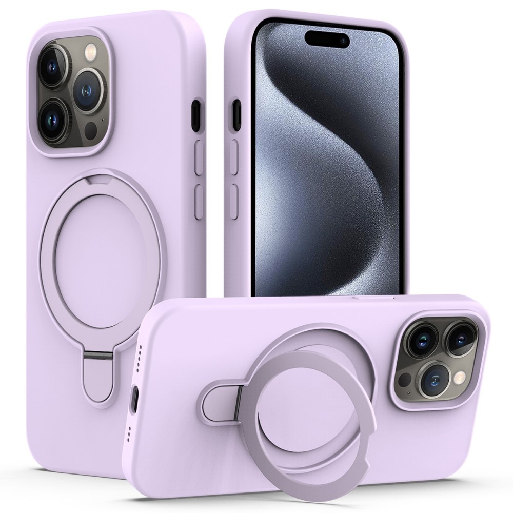 Coque en silicone Kickstand MagSafe iPhone 15 Pro, violet