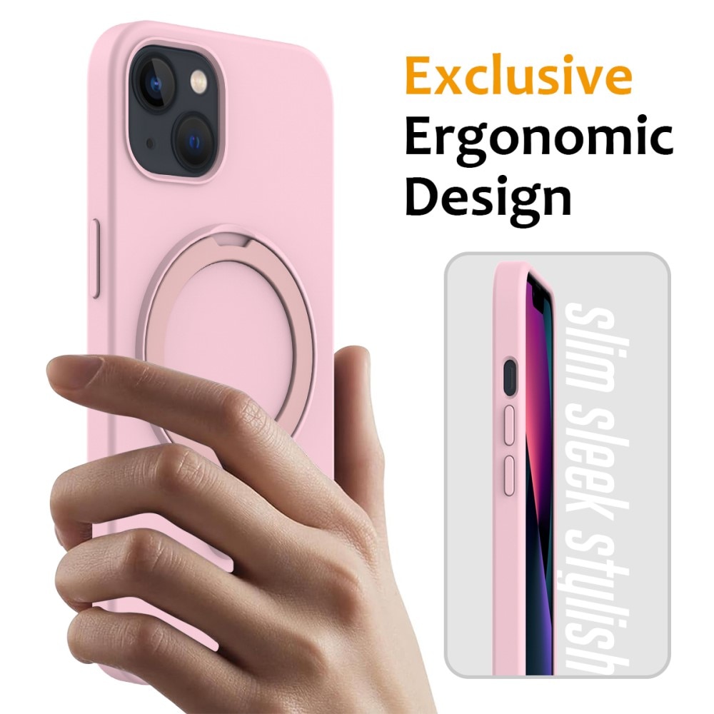Coque en silicone Kickstand MagSafe iPhone 14, rose