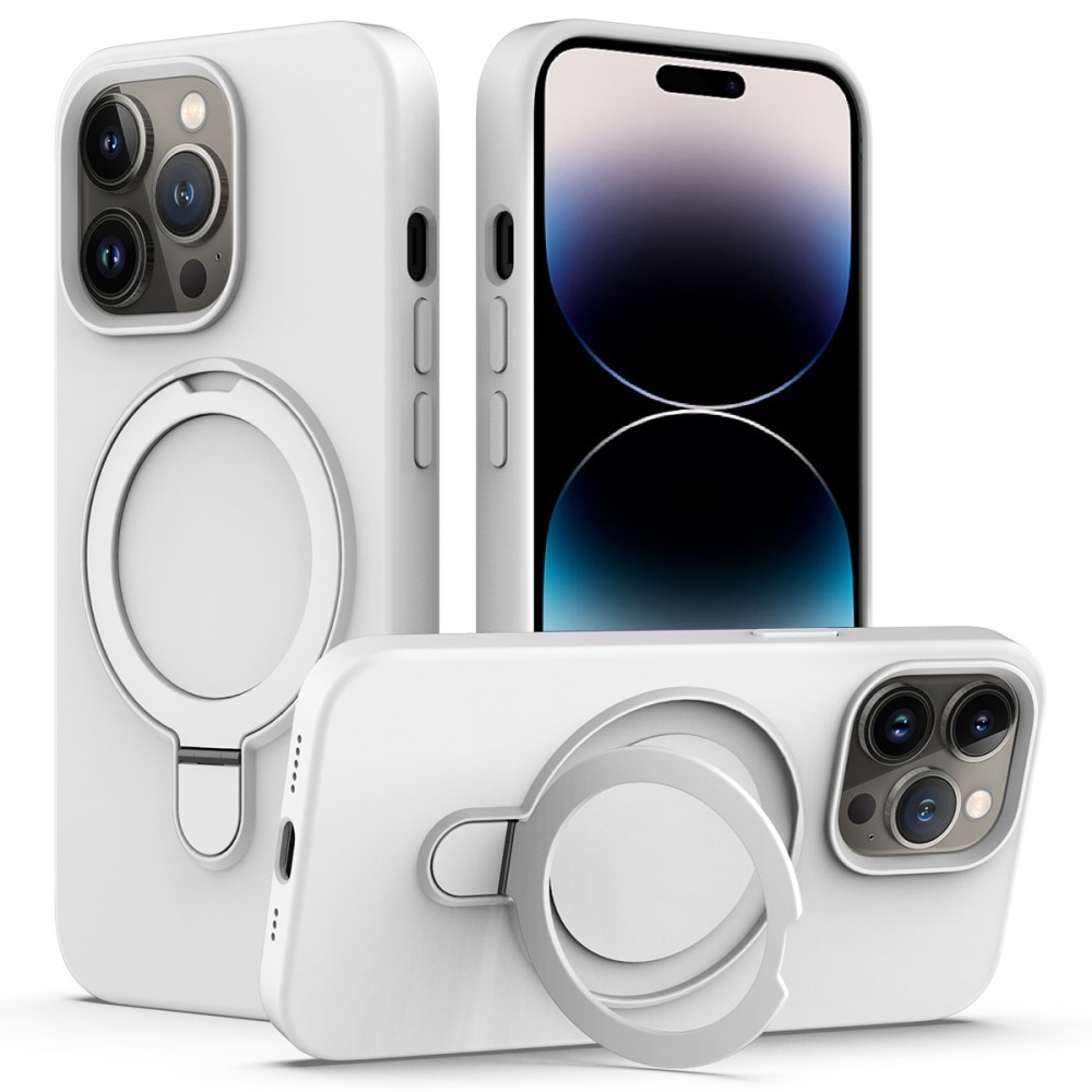 Coque en silicone Kickstand MagSafe iPhone 14 Pro, blanc