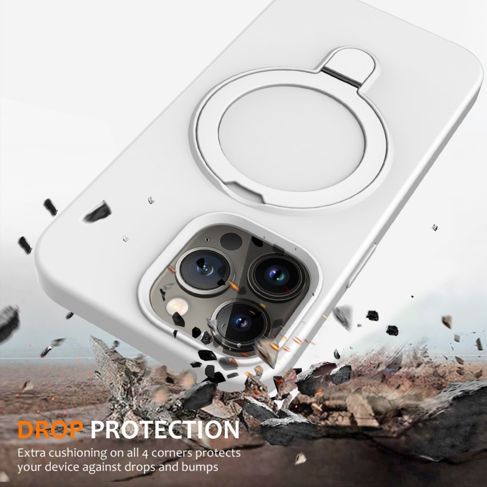 Coque en silicone Kickstand MagSafe iPhone 14 Pro, blanc