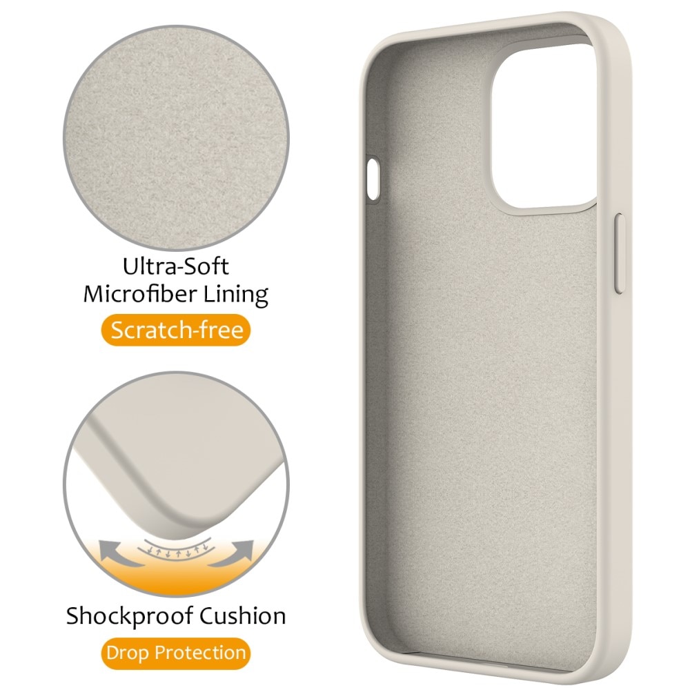 Coque en silicone Kickstand MagSafe iPhone 15 Pro Max, beige