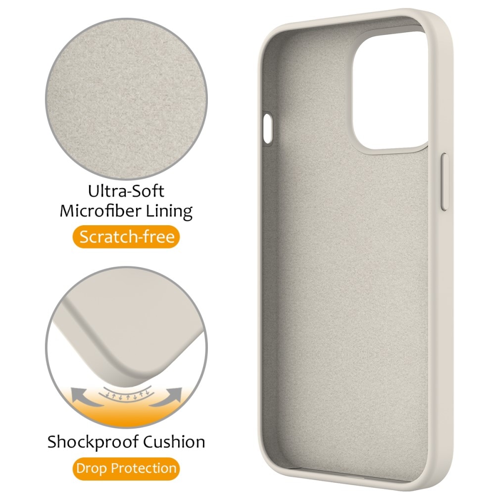Coque en silicone Kickstand MagSafe iPhone 15 Pro Max, beige