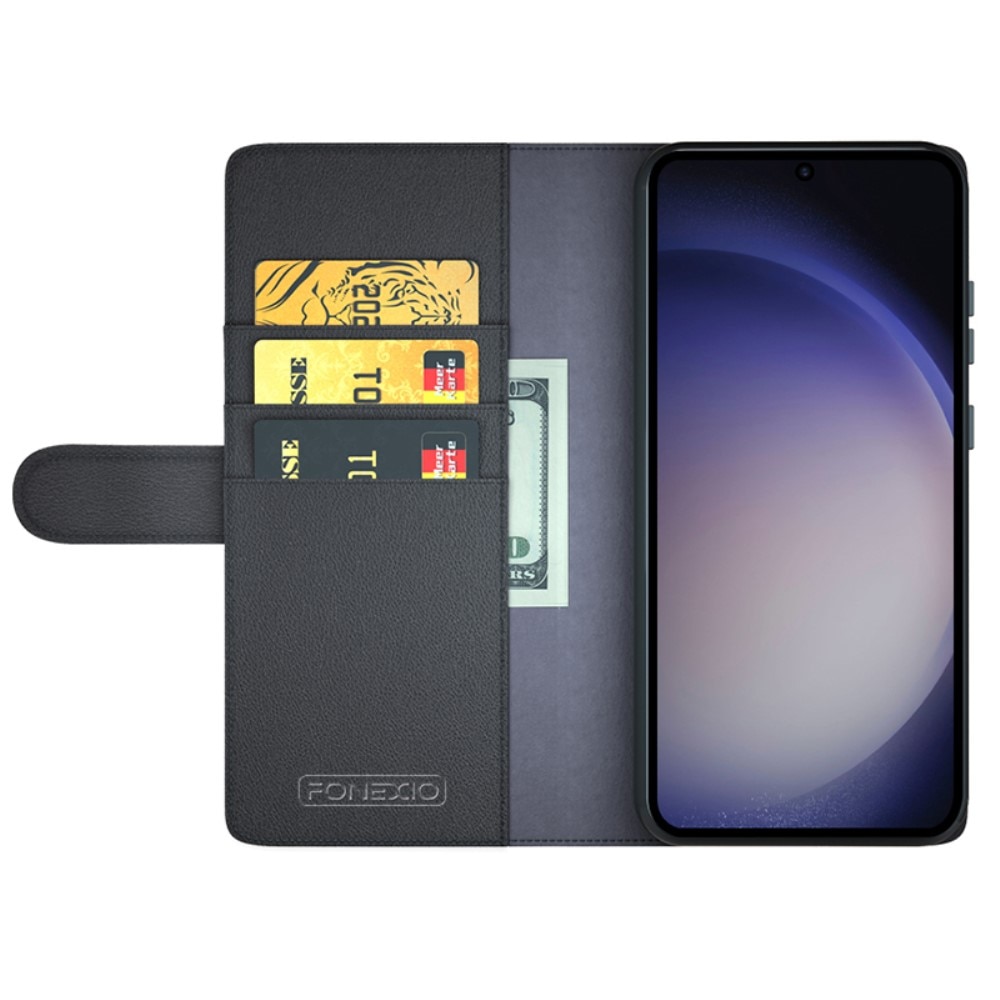 Étui en cuir veritable Samsung Galaxy S24 Ultra, Noir