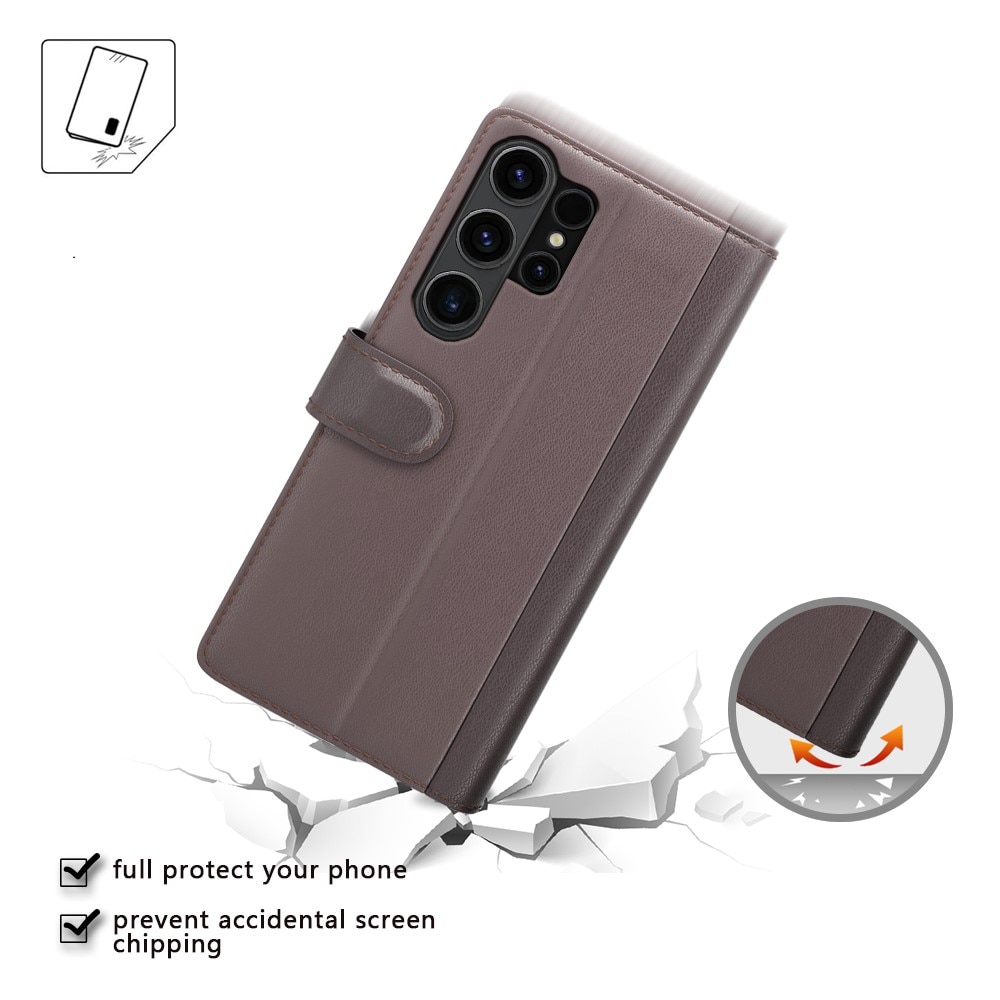 Étui en cuir veritable Samsung Galaxy S24 Ultra, Marron