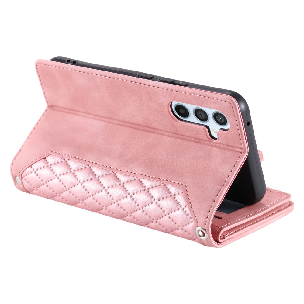 Étui portefeuille matelassée pour Samsung Galaxy A55, rose