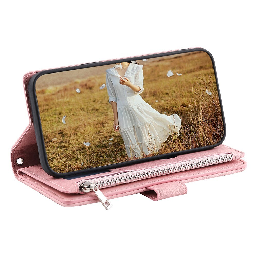Étui portefeuille matelassée pour Samsung Galaxy A55, Rose