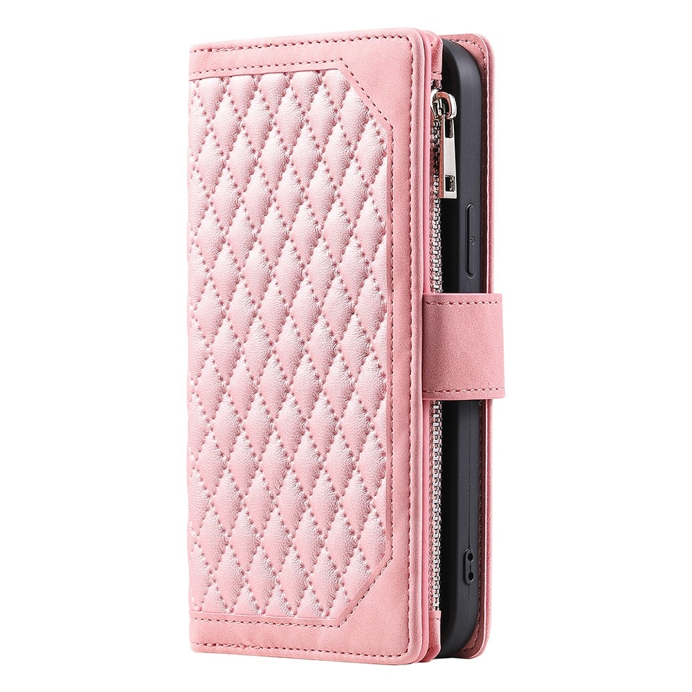 Étui portefeuille matelassée pour Samsung Galaxy A55, rose