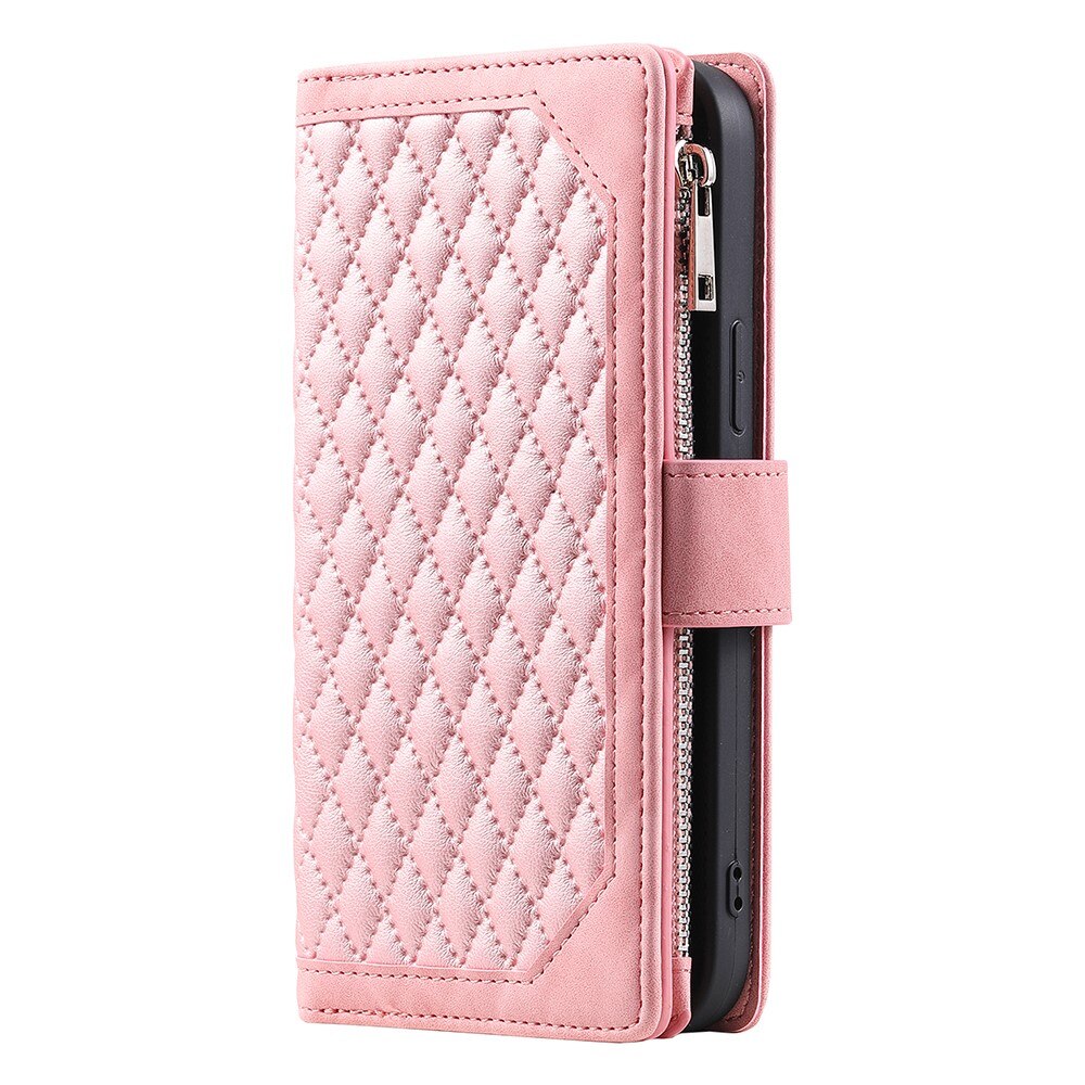Étui portefeuille matelassée pour Samsung Galaxy A55, Rose