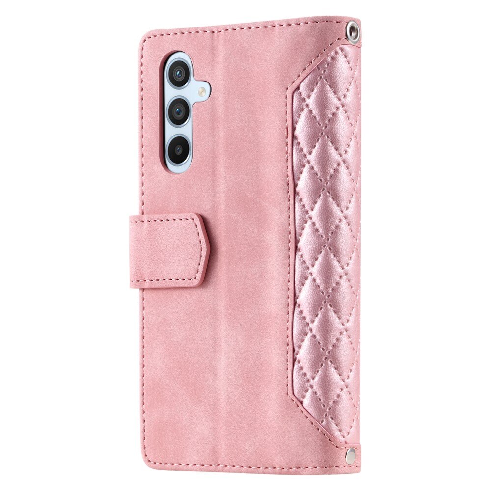 Étui portefeuille matelassée pour Samsung Galaxy A55, Rose