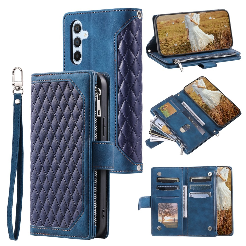 Étui portefeuille matelassée pour Samsung Galaxy A55, bleu