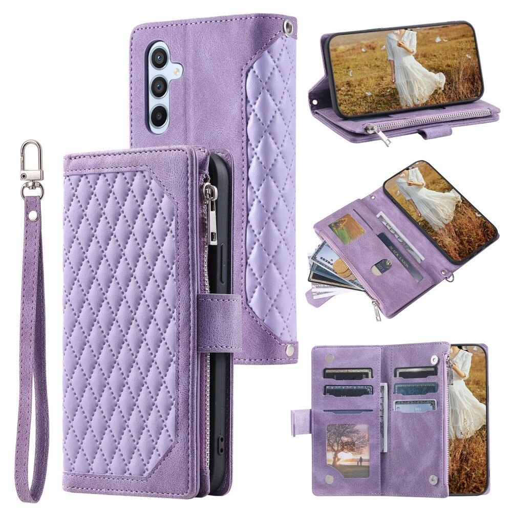 Étui portefeuille matelassée pour Samsung Galaxy A55, Violet