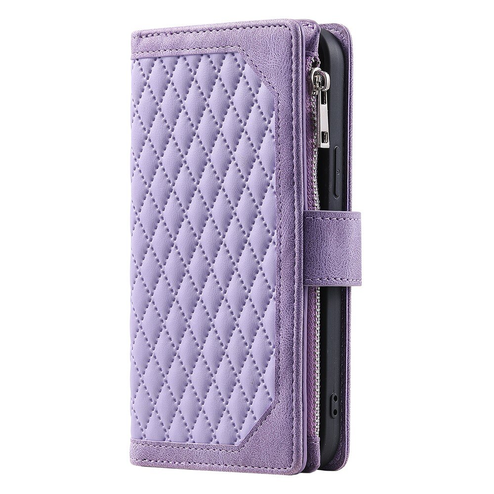 Étui portefeuille matelassée pour Samsung Galaxy A55, Violet