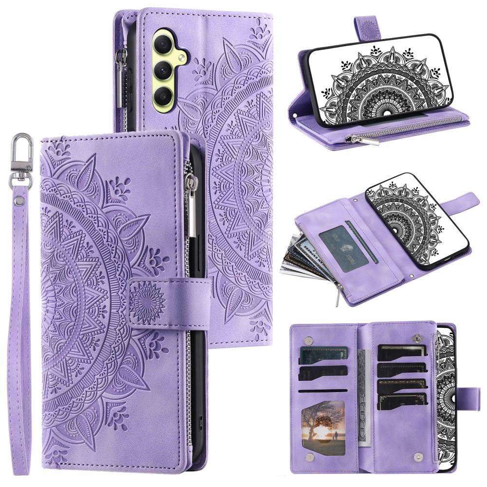 Étui portefeuille Mandala Samsung Galaxy A55, violet