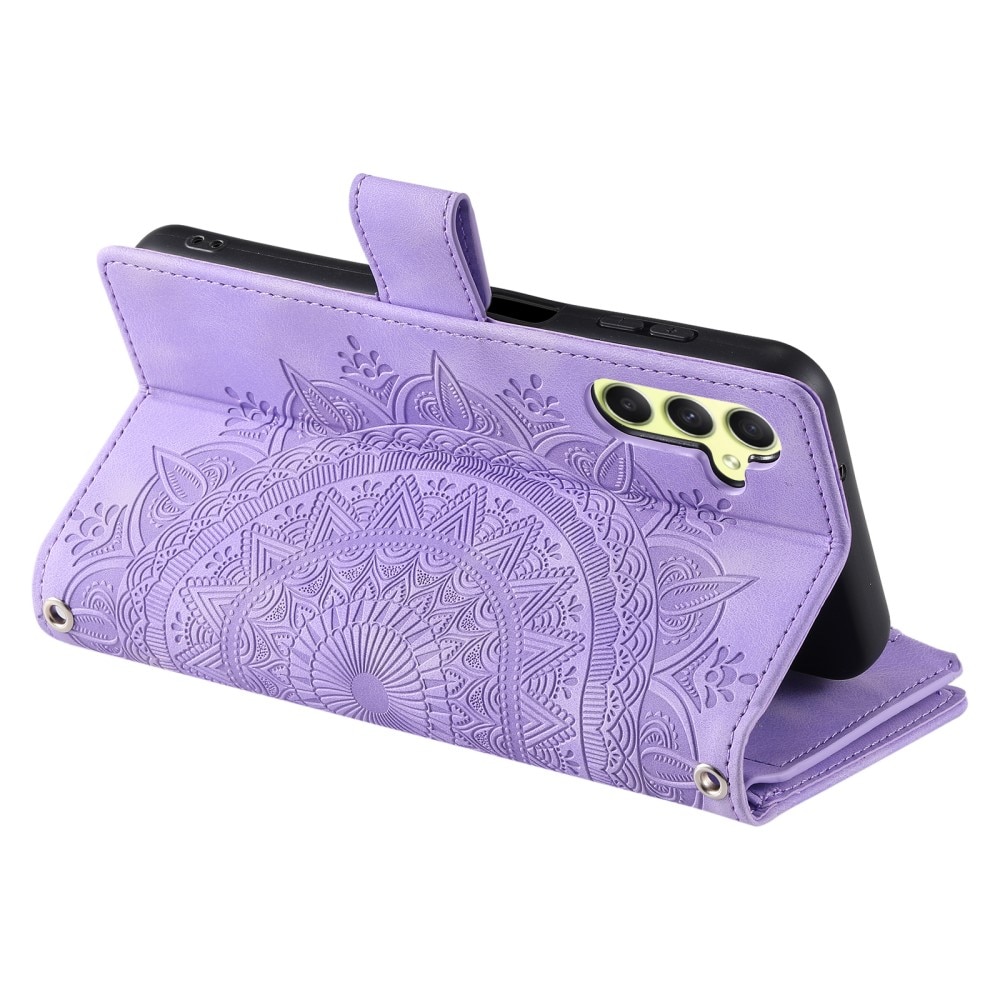 Étui portefeuille Mandala Samsung Galaxy A55, violet