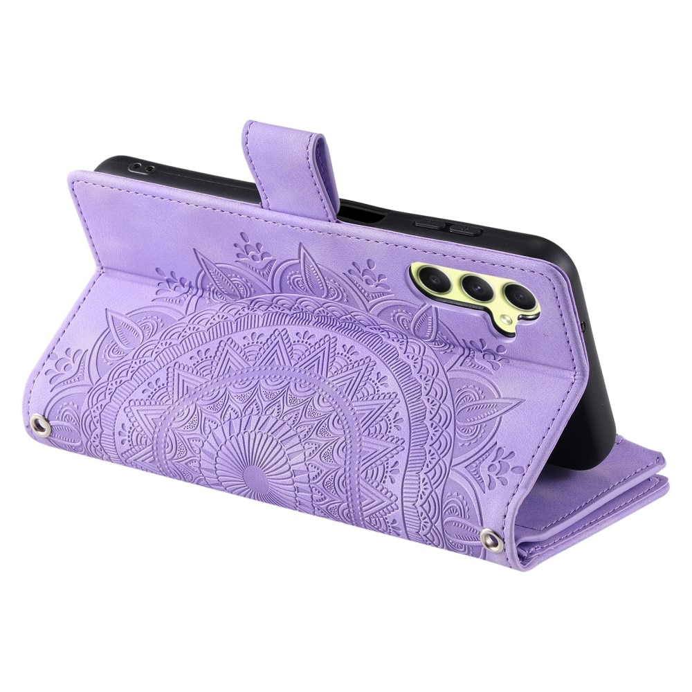 Étui portefeuille Mandala Samsung Galaxy A55, violet