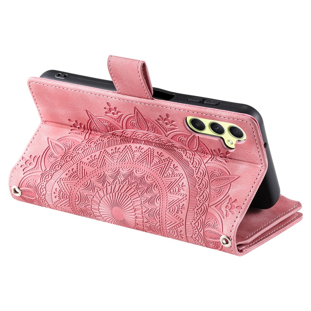 Étui portefeuille Mandala Samsung Galaxy A55, rose