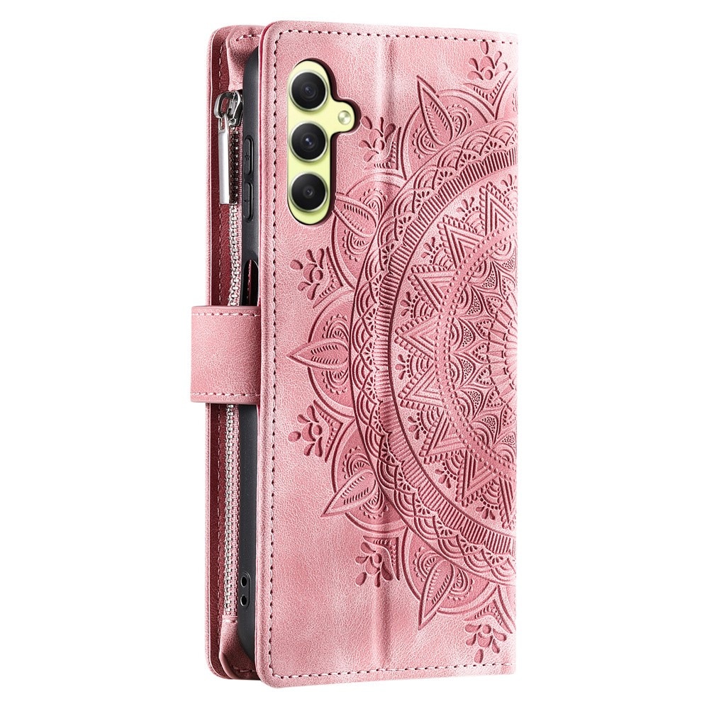 Étui portefeuille Mandala Samsung Galaxy A55, rose