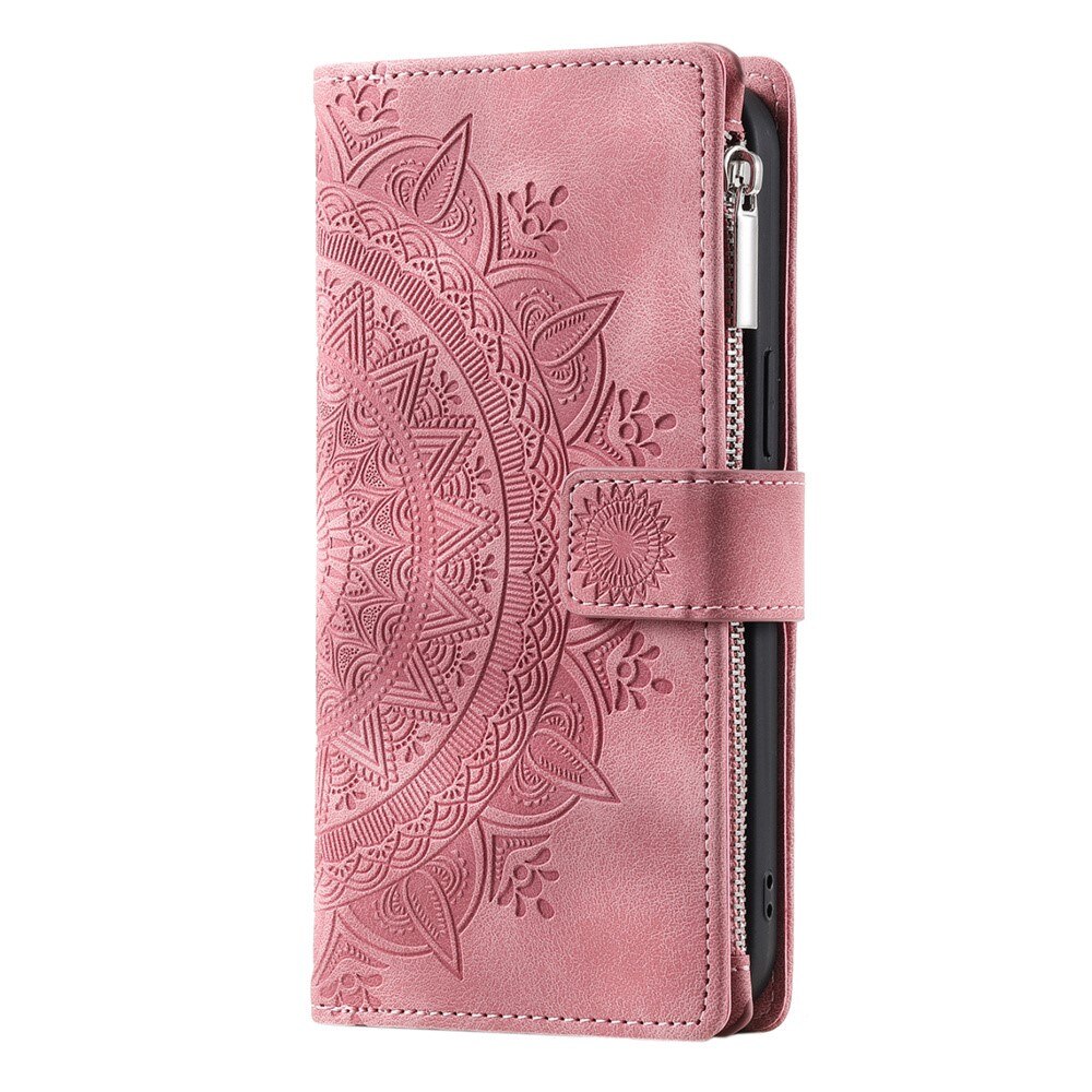 Étui portefeuille Mandala Samsung Galaxy A55, rose