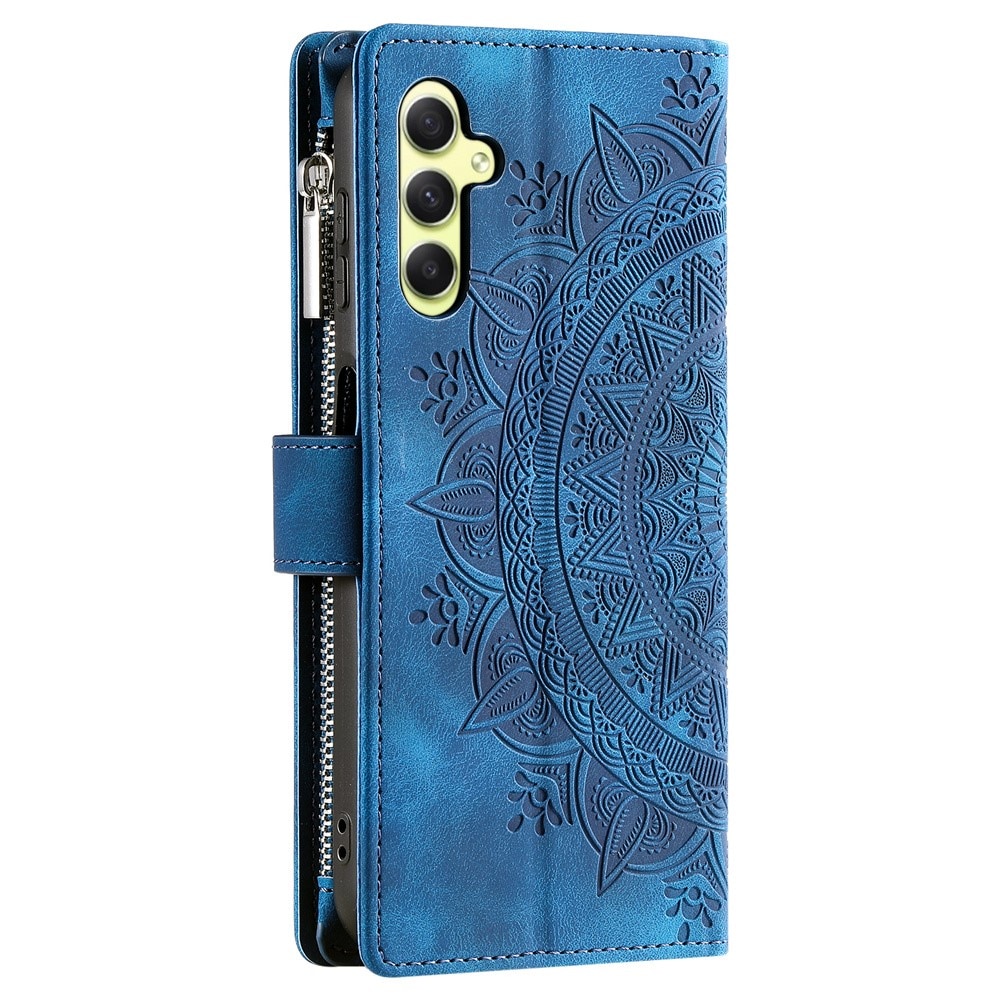 Étui portefeuille Mandala Samsung Galaxy A55, bleu